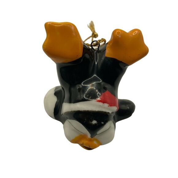 Vintage Tumbling Penguin Christmas Ornament Black and White Small Porcelain - Picture 3 of 7
